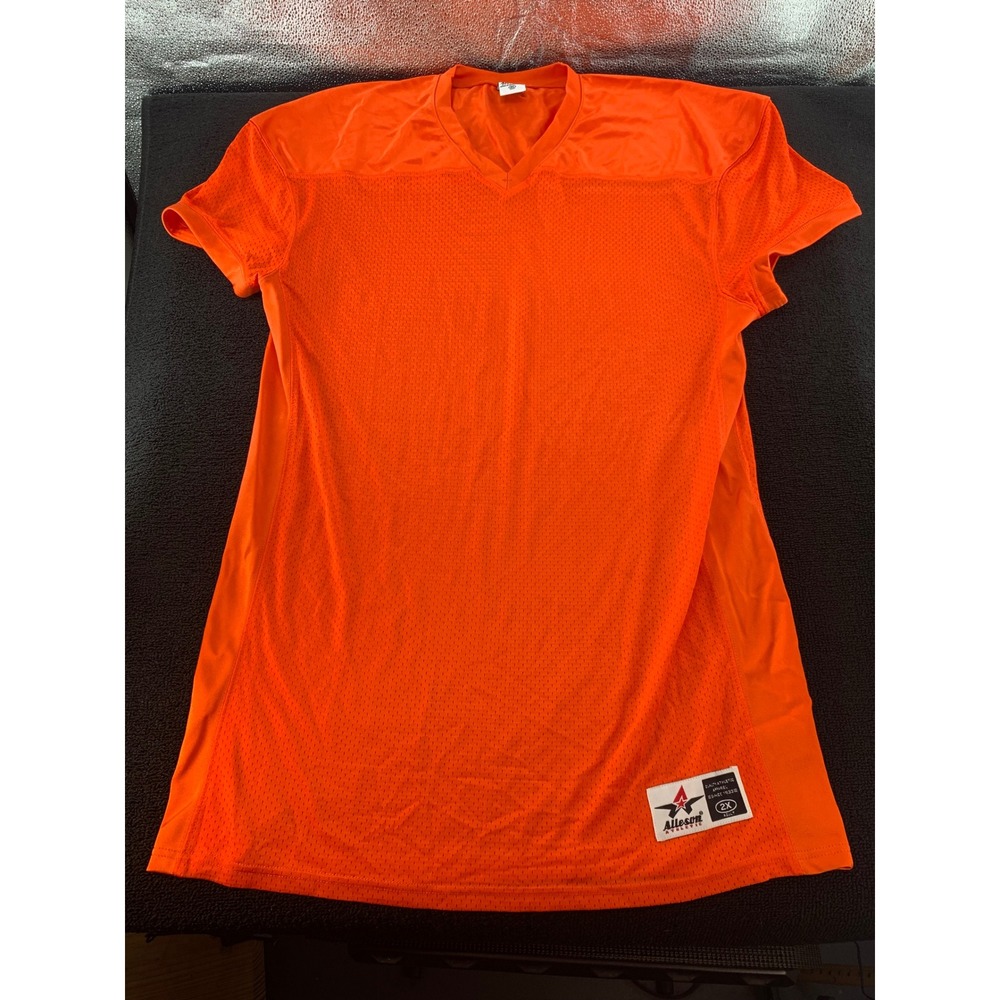 Alleson Athletic Orange Mesh V-Neck Short Sleeve Jersey Shirt 2X Adult‎